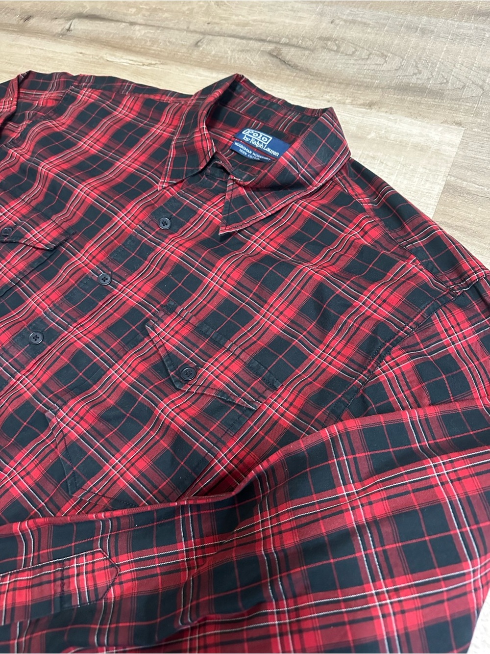 Ralph Lauren polo Men’s Red & Black Plaid Long-Sleeve Button Shirt